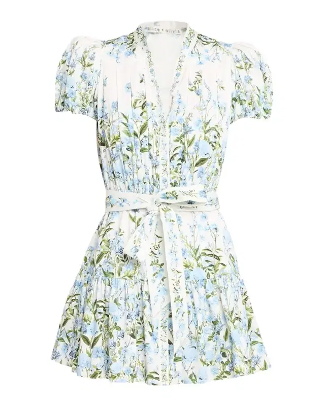 Cora Short-Sleeve Tiered Mini Shirtdress Cora Short-Sleeve Tiered Mini Shirtdress