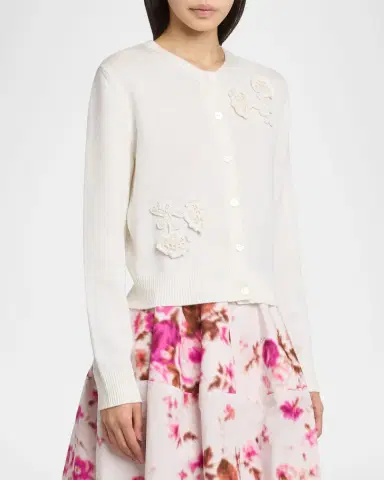 Erdem Floral Applique Wool Knit Cardigan | Thumbnail 4 Erdem Floral Applique Wool Knit Cardigan | Thumbnail 4