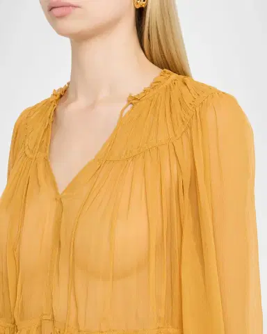 Ulla Johnson Leandra Pleated Silk Chiffon Blouse | Thumbnail 5 Ulla Johnson Leandra Pleated Silk Chiffon Blouse | Thumbnail 5