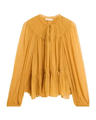 Ulla Johnson Leandra Pleated Silk Chiffon Blouse | Thumbnail 1 Ulla Johnson Leandra Pleated Silk Chiffon Blouse | Thumbnail 1