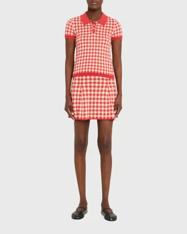 Guest in Residence Gingham Shrunken Silk-Linen Polo | Thumbnail 2 Guest in Residence Gingham Shrunken Silk-Linen Polo | Thumbnail 2