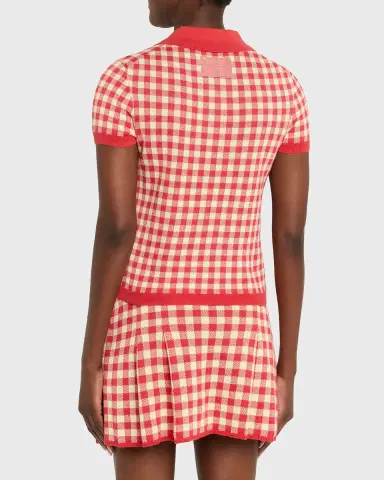 Guest in Residence Gingham Shrunken Silk-Linen Polo | Thumbnail 3 Guest in Residence Gingham Shrunken Silk-Linen Polo | Thumbnail 3