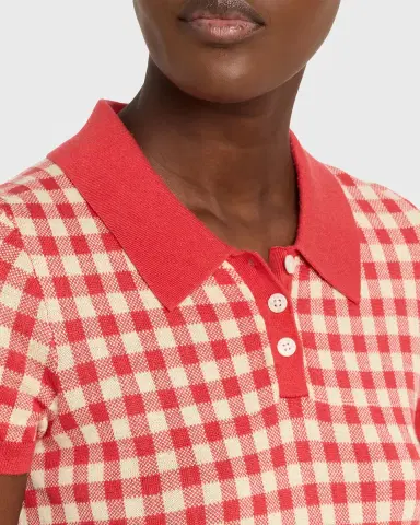 Guest in Residence Gingham Shrunken Silk-Linen Polo | Thumbnail 5 Guest in Residence Gingham Shrunken Silk-Linen Polo | Thumbnail 5
