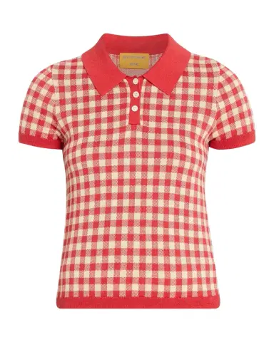 Guest in Residence Gingham Shrunken Silk-Linen Polo | Thumbnail 1 Guest in Residence Gingham Shrunken Silk-Linen Polo | Thumbnail 1