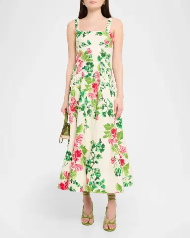 Saloni Sabrina Floral A-Line Midi Dress | Thumbnail 2 Saloni Sabrina Floral A-Line Midi Dress | Thumbnail 2