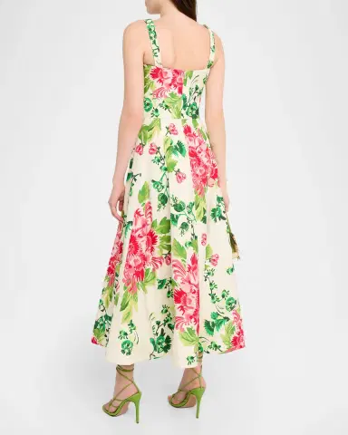 Saloni Sabrina Floral A-Line Midi Dress | Thumbnail 3 Saloni Sabrina Floral A-Line Midi Dress | Thumbnail 3