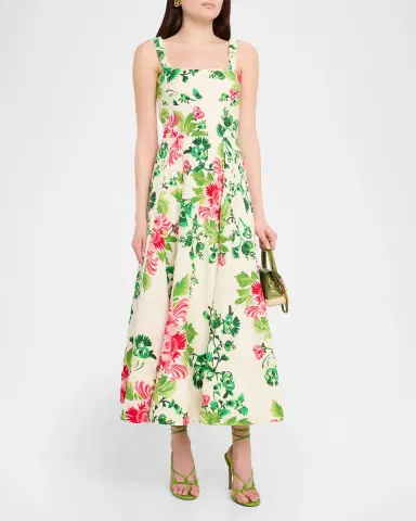 Saloni Sabrina Floral A-Line Midi Dress | Thumbnail 4 Saloni Sabrina Floral A-Line Midi Dress | Thumbnail 4