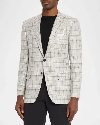 Kiton Men's Plaid Wool and Cashmere Sport Coat | Thumbnail 4 Kiton Men's Plaid Wool and Cashmere Sport Coat | Thumbnail 4