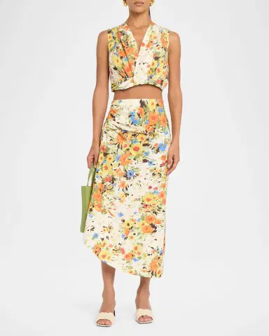 A.L.C. Naomi Floral Draped Midi Skirt | Thumbnail 2 A.L.C. Naomi Floral Draped Midi Skirt | Thumbnail 2