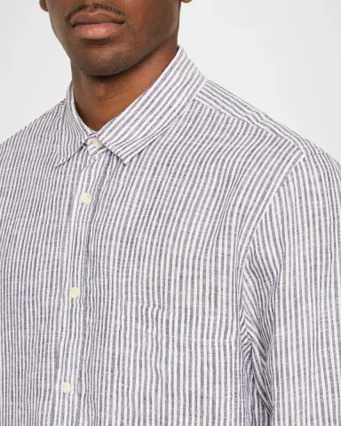 Frescobol Carioca Men's Telles Linen Stripe Button-Down Shirt | Thumbnail 5 Frescobol Carioca Men's Telles Linen Stripe Button-Down Shirt | Thumbnail 5