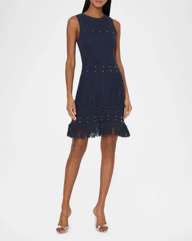 Milly Beaded Fringe Knit Shell Mini Dress | Thumbnail 2 Milly Beaded Fringe Knit Shell Mini Dress | Thumbnail 2
