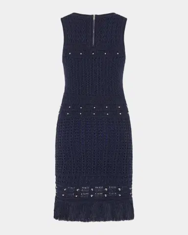 Milly Beaded Fringe Knit Shell Mini Dress | Thumbnail 3 Milly Beaded Fringe Knit Shell Mini Dress | Thumbnail 3