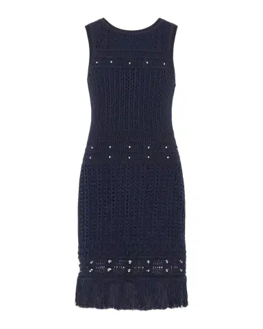 Milly Beaded Fringe Knit Shell Mini Dress | Thumbnail 1 Milly Beaded Fringe Knit Shell Mini Dress | Thumbnail 1