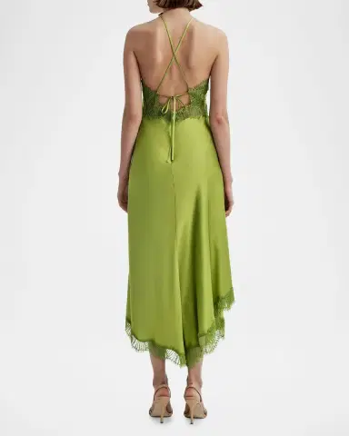 A.L.C. Lucia Satin & Lace Midi Dress | Thumbnail 3 A.L.C. Lucia Satin & Lace Midi Dress | Thumbnail 3