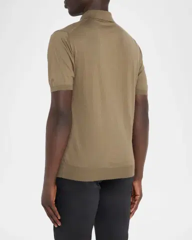 Kiton Men's Cotton Knit Polo Shirt | Thumbnail 3 Kiton Men's Cotton Knit Polo Shirt | Thumbnail 3
