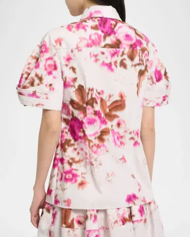 Erdem Floral Print Cotton Short Sleeve Shirt | Thumbnail 3 Erdem Floral Print Cotton Short Sleeve Shirt | Thumbnail 3