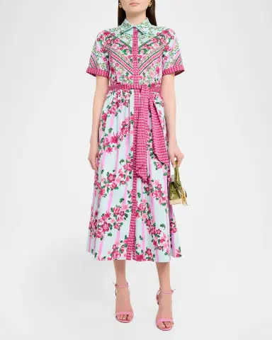 Saloni Vivienne Printed Short-Sleeve Shirtdress | Thumbnail 2 Saloni Vivienne Printed Short-Sleeve Shirtdress | Thumbnail 2