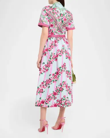 Saloni Vivienne Printed Short-Sleeve Shirtdress | Thumbnail 3 Saloni Vivienne Printed Short-Sleeve Shirtdress | Thumbnail 3