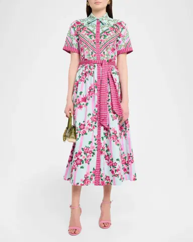 Saloni Vivienne Printed Short-Sleeve Shirtdress | Thumbnail 4 Saloni Vivienne Printed Short-Sleeve Shirtdress | Thumbnail 4