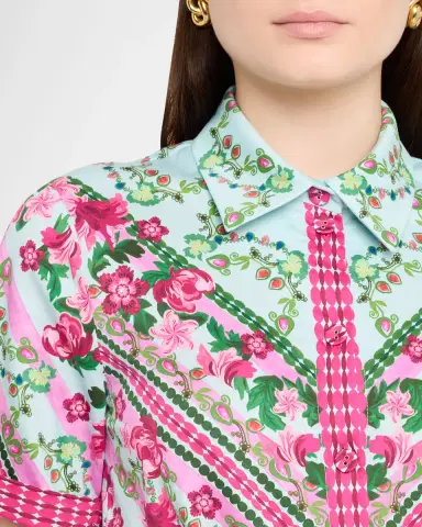 Saloni Vivienne Printed Short-Sleeve Shirtdress | Thumbnail 5 Saloni Vivienne Printed Short-Sleeve Shirtdress | Thumbnail 5