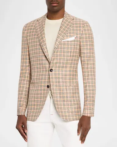 Kiton Men's Cashmere and Wool Houndstooth Plaid Sport Coat | Thumbnail 4 Kiton Men's Cashmere and Wool Houndstooth Plaid Sport Coat | Thumbnail 4