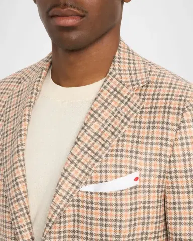 Kiton Men's Cashmere and Wool Houndstooth Plaid Sport Coat | Thumbnail 5 Kiton Men's Cashmere and Wool Houndstooth Plaid Sport Coat | Thumbnail 5