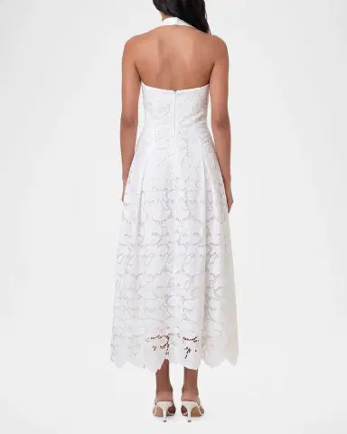 NICHOLAS Elisabeth Pleated Lace Halter Midi Dress | Thumbnail 3 NICHOLAS Elisabeth Pleated Lace Halter Midi Dress | Thumbnail 3