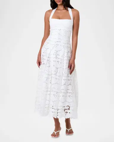 NICHOLAS Elisabeth Pleated Lace Halter Midi Dress | Thumbnail 4 NICHOLAS Elisabeth Pleated Lace Halter Midi Dress | Thumbnail 4