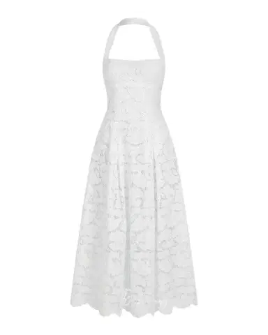 NICHOLAS Elisabeth Pleated Lace Halter Midi Dress | Thumbnail 1 NICHOLAS Elisabeth Pleated Lace Halter Midi Dress | Thumbnail 1