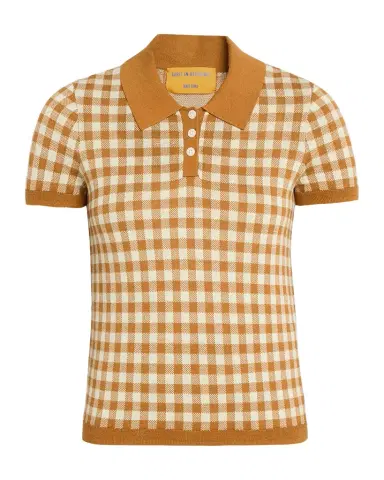Guest in Residence Gingham Shrunken Silk-Linen Polo | Thumbnail 1 Guest in Residence Gingham Shrunken Silk-Linen Polo | Thumbnail 1