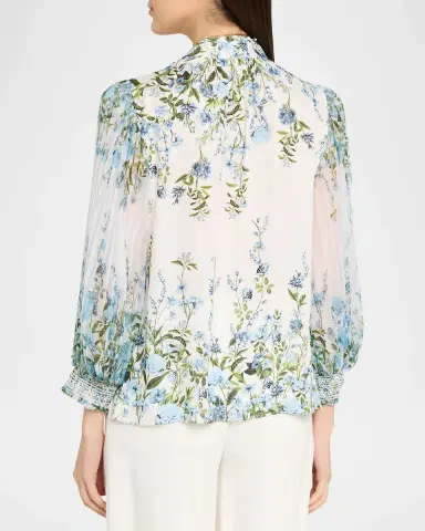 ALICE + OLIVIA Ilan Pleated-Sleeve Blouse | Thumbnail 3 ALICE + OLIVIA Ilan Pleated-Sleeve Blouse | Thumbnail 3