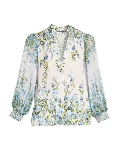 ALICE + OLIVIA Ilan Pleated-Sleeve Blouse | Thumbnail 1 ALICE + OLIVIA Ilan Pleated-Sleeve Blouse | Thumbnail 1