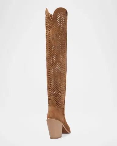 Partlow Aleene Perforated Suede Knee-High Cowboy Boots | Thumbnail 4 Partlow Aleene Perforated Suede Knee-High Cowboy Boots | Thumbnail 4
