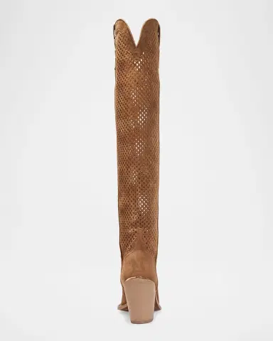 Partlow Aleene Perforated Suede Knee-High Cowboy Boots | Thumbnail 5 Partlow Aleene Perforated Suede Knee-High Cowboy Boots | Thumbnail 5