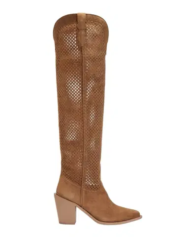 Partlow Aleene Perforated Suede Knee-High Cowboy Boots | Thumbnail 1 Partlow Aleene Perforated Suede Knee-High Cowboy Boots | Thumbnail 1