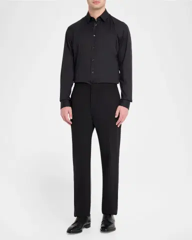 Giorgio Armani Men's Solid Stretch Poplin Sport Shirt | Thumbnail 2 Giorgio Armani Men's Solid Stretch Poplin Sport Shirt | Thumbnail 2