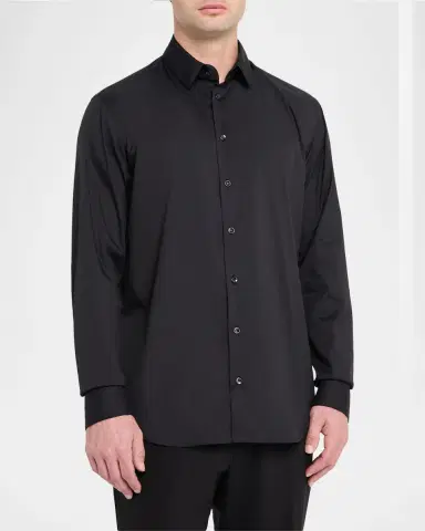 Giorgio Armani Men's Solid Stretch Poplin Sport Shirt | Thumbnail 4 Giorgio Armani Men's Solid Stretch Poplin Sport Shirt | Thumbnail 4