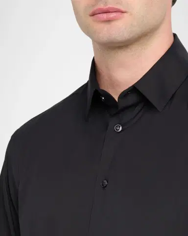 Giorgio Armani Men's Solid Stretch Poplin Sport Shirt | Thumbnail 5 Giorgio Armani Men's Solid Stretch Poplin Sport Shirt | Thumbnail 5