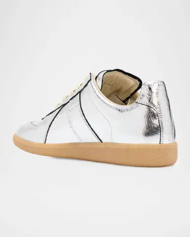 Maison Margiela Men's Replica Metallic Leather Low-Top Sneakers | Thumbnail 2 Maison Margiela Men's Replica Metallic Leather Low-Top Sneakers | Thumbnail 2