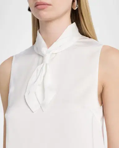 Misook Tie-Neck Sleeveless Crepe De Chine Blouse | Thumbnail 5 Misook Tie-Neck Sleeveless Crepe De Chine Blouse | Thumbnail 5