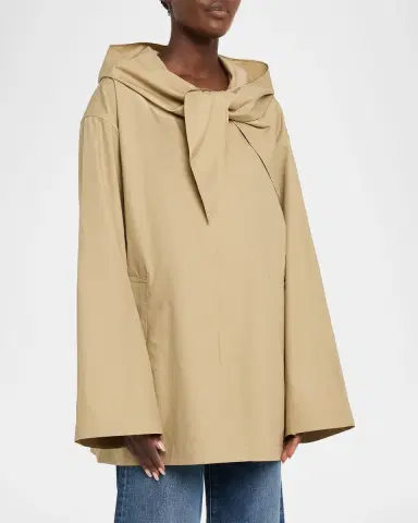 TOTEME Scarf Hooded Technical Cotton Trapeze Jacket | Thumbnail 4 TOTEME Scarf Hooded Technical Cotton Trapeze Jacket | Thumbnail 4