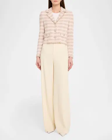 Misook Striped Fringe-Trim Knit Crop Jacket | Thumbnail 2 Misook Striped Fringe-Trim Knit Crop Jacket | Thumbnail 2