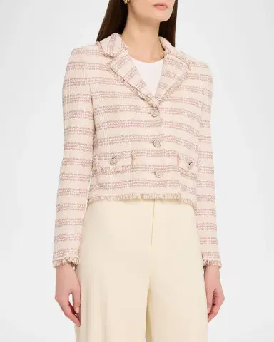 Misook Striped Fringe-Trim Knit Crop Jacket | Thumbnail 4 Misook Striped Fringe-Trim Knit Crop Jacket | Thumbnail 4