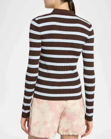 Moncler Stripe Long-Sleeve Polo Cardigan | Thumbnail 3 Moncler Stripe Long-Sleeve Polo Cardigan | Thumbnail 3