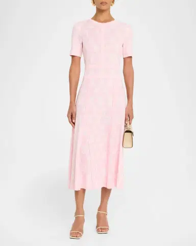 Misook Intarsia-Knit Godet Midi Dress | Thumbnail 2 Misook Intarsia-Knit Godet Midi Dress | Thumbnail 2