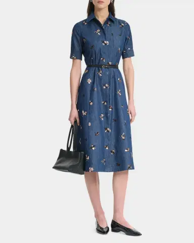 Altuzarra Kieran Sequined Floral Denim Midi Shirtdress With Belt | Thumbnail 4 Altuzarra Kieran Sequined Floral Denim Midi Shirtdress With Belt | Thumbnail 4