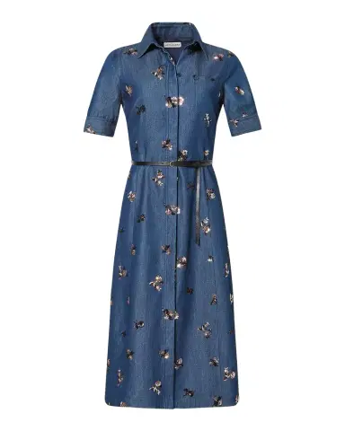 Altuzarra Kieran Sequined Floral Denim Midi Shirtdress With Belt | Thumbnail 1 Altuzarra Kieran Sequined Floral Denim Midi Shirtdress With Belt | Thumbnail 1