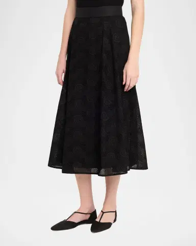 Akris Orbit Broderie Anglaise Midi Skirt | Thumbnail 4 Akris Orbit Broderie Anglaise Midi Skirt | Thumbnail 4