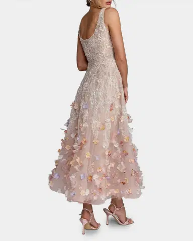 Mac Duggal Beaded Floral Applique Midi Dress | Thumbnail 2 Mac Duggal Beaded Floral Applique Midi Dress | Thumbnail 2
