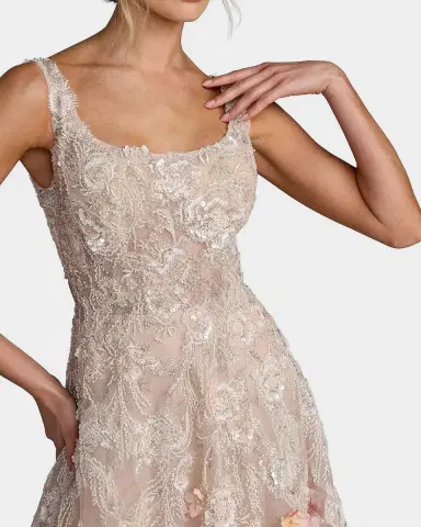 Mac Duggal Beaded Floral Applique Midi Dress | Thumbnail 3 Mac Duggal Beaded Floral Applique Midi Dress | Thumbnail 3